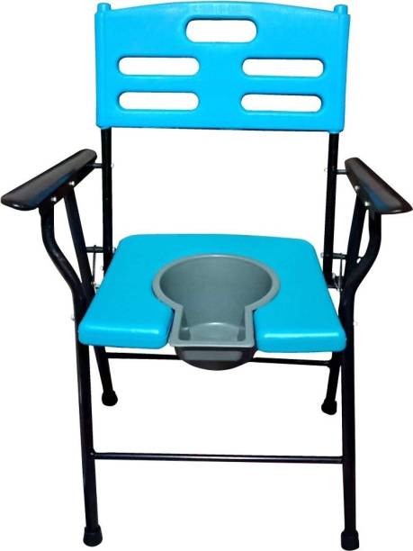 SEPBORN Foldable Commode & Showert Chairs Folding Elderly Disabled Man And Pregnant Woman Stainless Steel Shower And Bathing Room Mobile Commode Chair With Toilet Seat Comfortable Safe Toliet Stool Anti-Skid { Blue CHAIR WITH POT} Commode Shower Chair