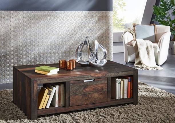 G Fine Furniture Solid Wood Centre Coffee Table with Shelf & 2 Drawer Storage For Living Room Solid Wood Coffee Table