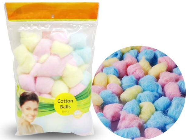 AKADO Baby skin care face cleansing Cotton balls buds for nail polish & face make-up removal pad (50pcs-multicolor)