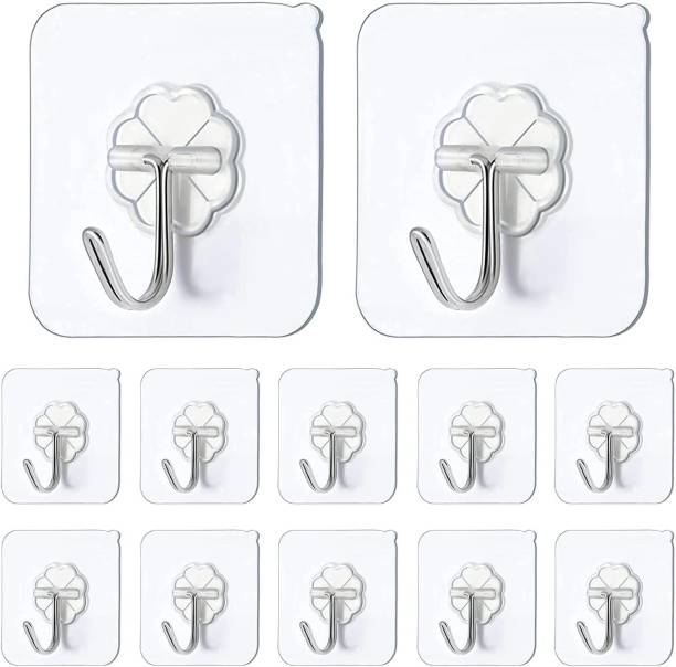 Mr Bhoot Self Adhesive Wall Hanging Hooks Heavy Duty Pack of 10, WaterProof 10 Kg Capacity Strong Adhesive Wall Mounted Hooks for Home Kitchen Bathroom,Key Hanger Sticker,Hook Hanger Sticker,Adhesive Stickers ABS Plastic Steel Hook Hanger Hook 10