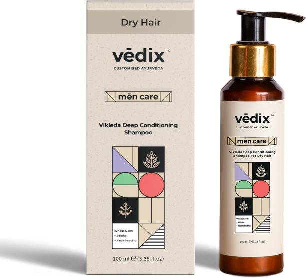Vedix Ayurvedic Vikleda Deep Conditioning Shampoo For Men With Wheat Germ + Jojoba + Yashtimadhu Customized For Dry Hair - Customized Ayurveda For Hair Growth in Men - 100ml…