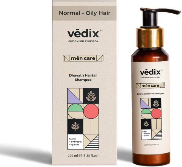 Vedix Ayurvedic Dhavath Hair fall Shampoo For Men With Gunja + Bhringraj + Quinoa Customized For Normal - Oily Hair - Customized Ayurveda For Hair Growth in Men - 100ml…