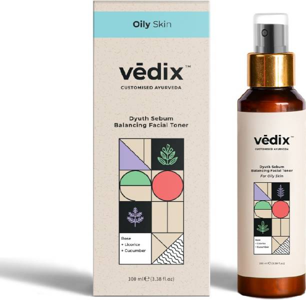 Vedix Customized Ayurvedic Toner | Dyuth Sebum Balancing Facial Toner With Rose And Cucumber | For Oily Skin | For Pore Tightening | For Brightening and Moisturizing skin | 100ml Men & Women