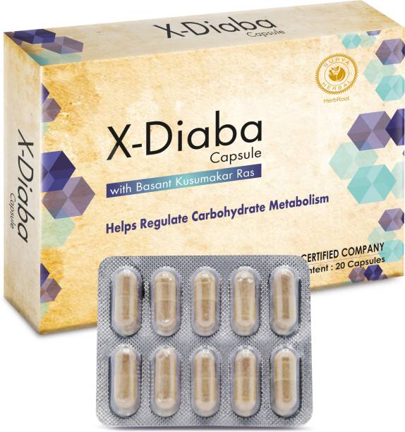 HerbRoot Surya Herbal X-Diaba Capsules(2x10), Regulating Diabetes Naturally, (Pack of 20)