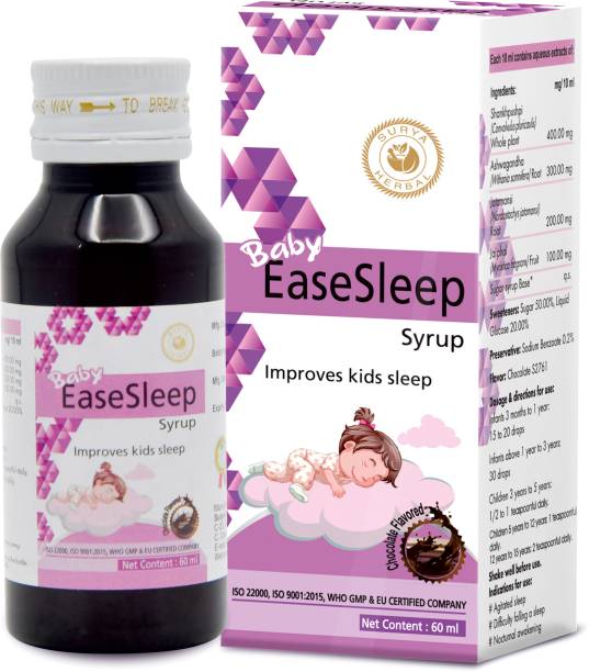 HerbRoot Surya Herbal Ayurvedic Baby EaseSleep Syrup (60 ml) for Agitated Sleep, Difficulty Falling asleep & Nocturnal Awakening (Pack of 5)