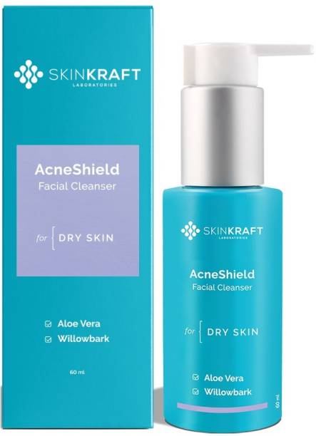 Skinkraft AcneShield Facial Cleanser - Face Wash - For Acne Prone Dry Skin - Cleanses Pores - Restricts Recurrence of Acne - Reduces Acne Breakouts - Dermatologist Approved - 60 ml