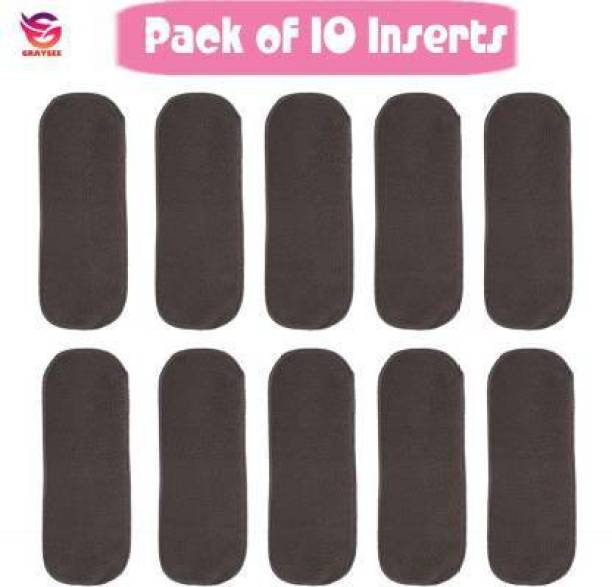 BABIQUE 10 CHARCOAL GREY 5 LAYER GOOD QUALITY INSERT (USED TO INSERT IN CLOTH DIAPER) - 10 PIECES - M - L