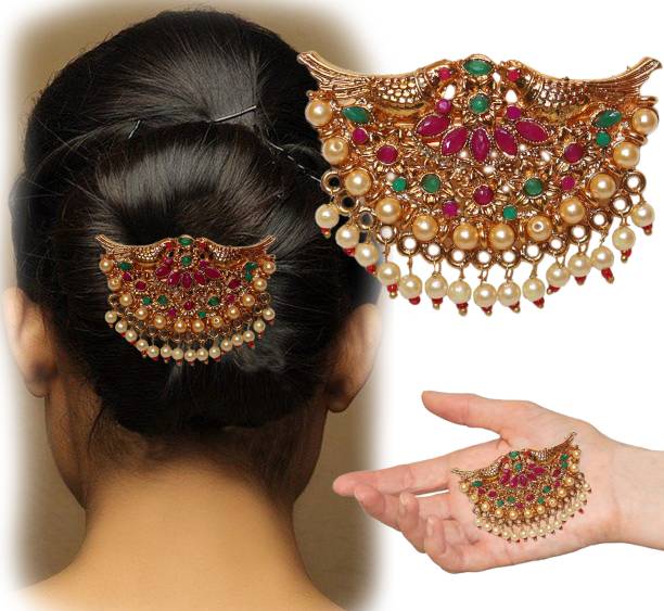 krelin Southern Aambada Juda/Pin Hair Brooch for Women Hair Jewelry Indian Hair pin Hair Decoration, Hair Brooch with Hook Wedding Bridal Hair Accessories for Girls and Women (AambadaPin-8) Hair Pin
