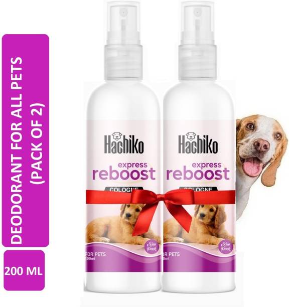 Hachiko Amazing Quality (Pack of 2) Dog Odor Deodorant Reboost Perfume Spray Dog Body Spray Deodorizer Freshener For All Dog Breeds Dog & Cat Dog, Cat, Rabbit, Hamster, Safe Deodorant (200 ml) Deodorizer