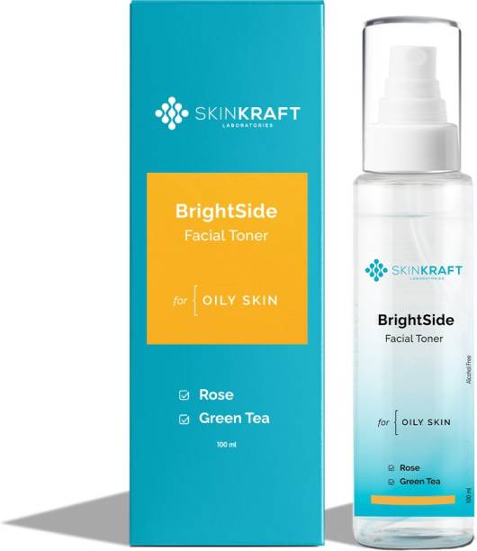 Skinkraft BrightSide Facial Toner for Brightening - For Oily Skin - Removes Excess Sebum - Promotes Collagen Production - Brightens Dull & Uneven Skin - Dermatologist Approved - 100 ml Men & Women