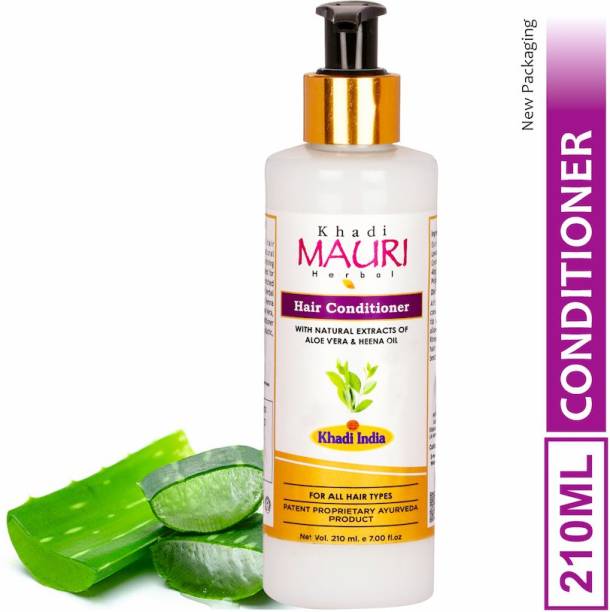 Khadi Mauri Herbal Hair Conditioner, Repairs & Regenerates, Enriched with Aloe Vera, Brahmi & Almond Oil, 210ml
