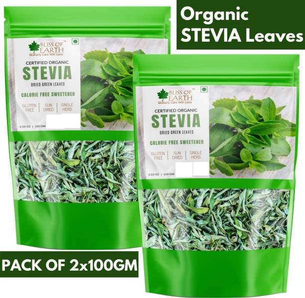 Bliss of Earth 200GM Certified Organic Stevia Dried Leaves, Zero Calories Sugar Sweetener