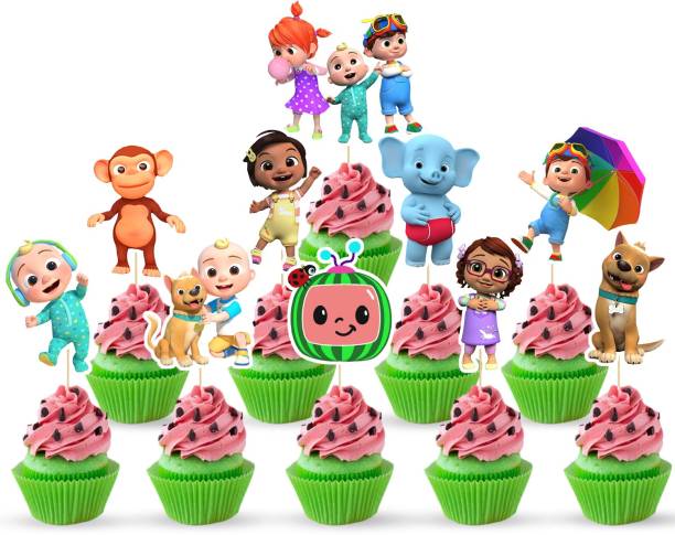 ZYOZI Coco Melon Cake Topper 10PCS Coco Birthday Party Supplies Cupcake Decorations for Kids Cupcake Topper