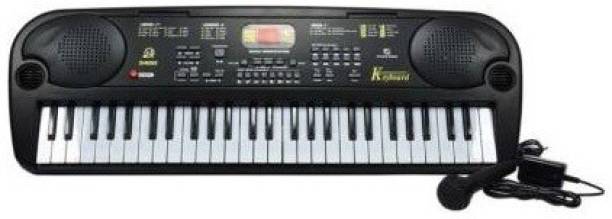 KRISHNA 5400 Bandstand 54 Keys Piano For Kids,54 Key Bandstand Piano with LED Display, Microphone, and Recording, Adapter Included The 5400 Keyboard has 16 tones,6 demo songs,10 Rhythms, 2 Learning modes, 8 percussion's, with 54 keys Also Includes 16 Volume Control Modes,, 32 Tempo Control, Eco/Vibration Mix. It includes many other functions which you do not find in beginner level keyboards. Recording/Playback ,Digital Display ,Double Stereo Speakers Can be played directly through electricity via adapter or 6 AA 1.5 V batteries