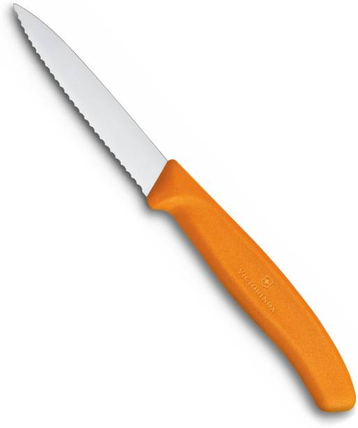 Victorinox Paring knife wavy edge, pointed tip, 8 cm-orange Stainless Steel Knife