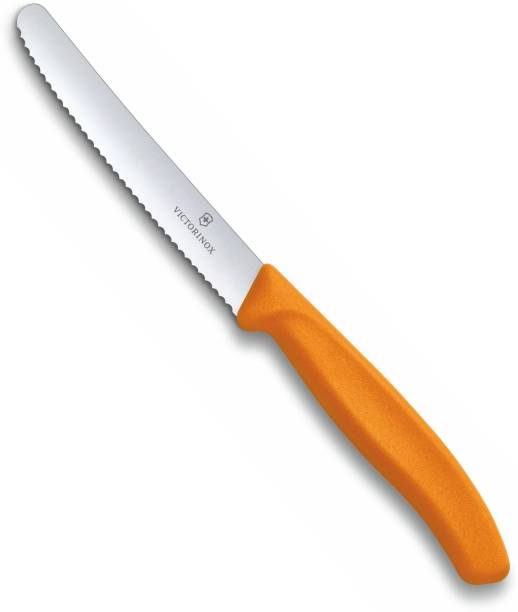 Victorinox Kitchen Knife Wavy Edge 11 Cm-orange Stainless Steel, Plastic Knife