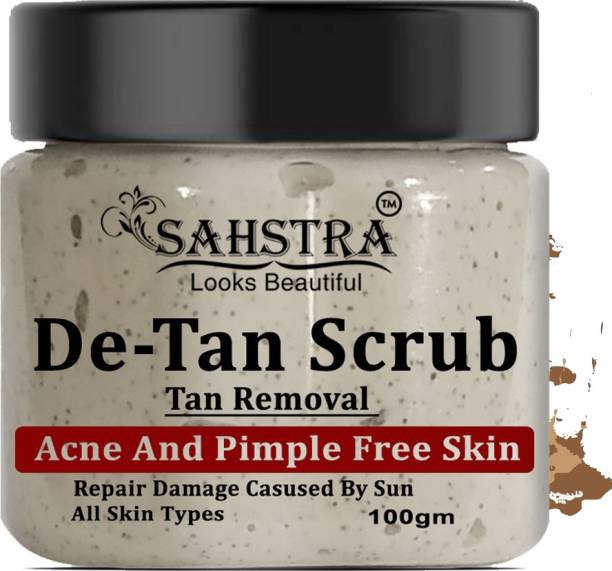 SAHSTRA De-Tan Face Scrub,Tan Removal Face Scrub for Glowing Skin,Dry,Oily Skin,Men,Women Facial  Scrub