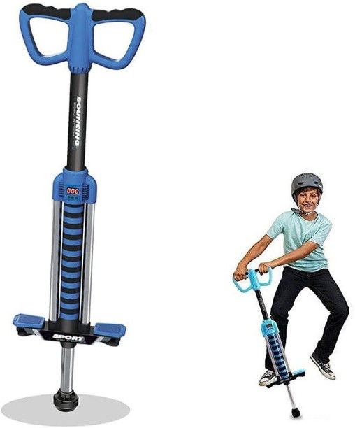 Blue Pogo Stick Jumper Outdoor Fun Jumping Stick Double Bar Sport Games Toy for Children 