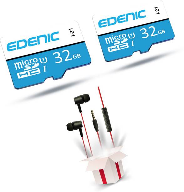 EDENIC 32GB Memory Card pack of 2 32 GB MicroSD Card Class 10 80 MB/s Memory Card