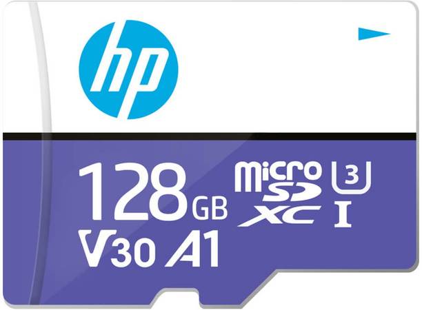 HP HP Micro SD Card 128GB with Adapter A1 U3 V30 (Purple) 128 GB MicroSDXC Class 10 100 MB/s Memory Card