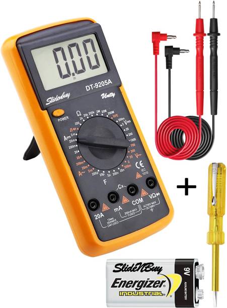 SlideNbuy ® Unity Digital Multimeter 2000 Counts Measures AC/DC Voltage Current, Capacitance Resistance, Continuity Diodes, Tests Live Wire, Continuity With Big LCD Display & Rubber Protection Digital Multimeter