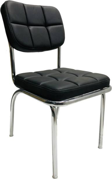 RATISON Office Chair Visitor Student Study Chair Without Arm Home Chair Multipurpose with a leatherite Cushion Steel Chair Leatherette Office Visitor Chair