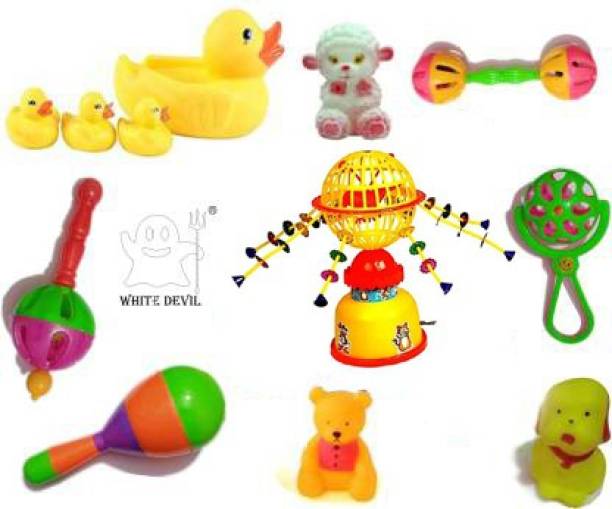 White Devil Rattle toys set (Made in INDIA) rattle with pichku bath toys sound toys Rattle Rattle