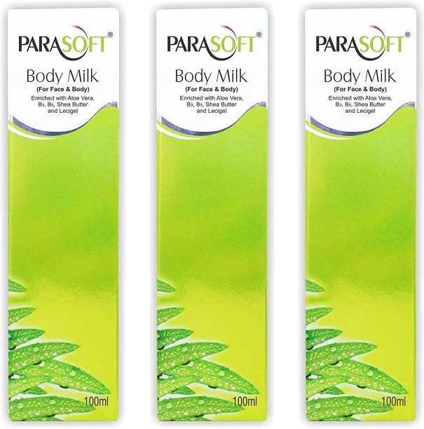 parasoft Body and Face Lotion for Very Dry Skin, Moisturizing, Nourishing Body Milk With Aloe Vera, Shea Butter, Vitamin B3 & B6, ideal for acne-prone skin -100 ml (Pack of 3)