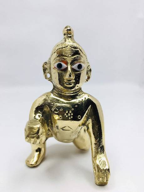 A & S VENTURES Bal Gopal/Laddu Gopal/Thakur Ji Brass Superfine Idol Decorative Showpiece  -  6 cm