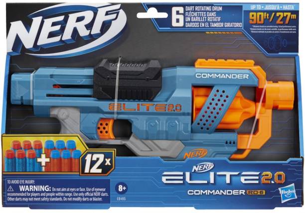 Nerf Elite 2.0 Commander RC-6 Blaster, 12 Elite Darts, 6-Dart Rotating Drum, Tactical Rails, Barrel and Stock Attachment Points Guns & Darts