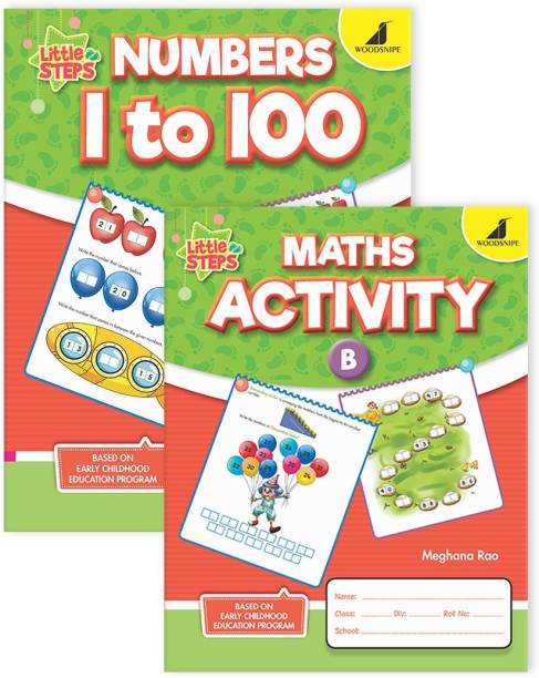 Woodsnipe Maths Activity + Number Practice Books Ages 4 to 6 Years| Number 1 to 100, Ample Exercises and Colouring | Activity Worksheets, Shapes, Comparisons, Additions, Subtraction | Set of 2 Books