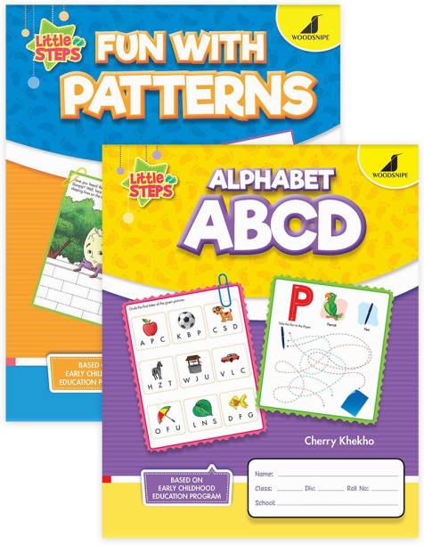 Woodsnipe Alphabet Capital Letters + Pattern Writing for Beginner Age2- 4 Years| Pre Writing Strokes, Lines, Curves, Tracing Dots, Colouring, Puzzles, Pencil Control Activities | Set of 2 Books