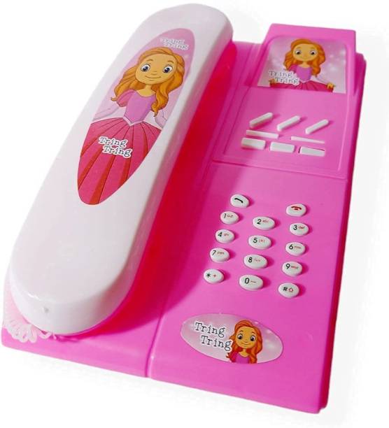 HK Toys Cartoon Landline Telephone Toy Musical Battery Operated (Color as per stock)