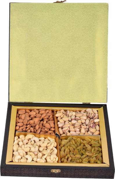 kashmir online store Premium Designed Patterned Box With 4 Types of Dry Fruits- ( Cashew = 200gm, Almonds = 200gm, Pista = 200gm, Green Raisins = 800gm Dry Fruits )- Diwali Dry Fruit Gift Hamper Almonds, Cashews, Pistachios, Raisins