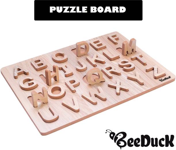 BeeDuck Wooden Puzzle Board | Alphabet Learning Block Puzzle for Nursery kids