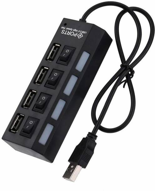 dhruvga USB Hub 3.0 Multi USB Port 4 Ports USB Hub High Speed with on/Off Switch USB Splitter Switch with Individual Power Switches and LED Light for Android/iOS Laptops Computer. (DHV-HUB-0107) DHV-HUB-0107 USB Hub