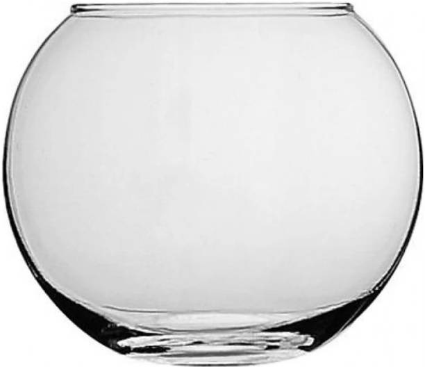 AGAMI Round Glass Vase for Home Decor, Center Table, Bedroom, Side Corners, Living Room Decoration, Glass Pot for Flowers and Plants Glass Vase