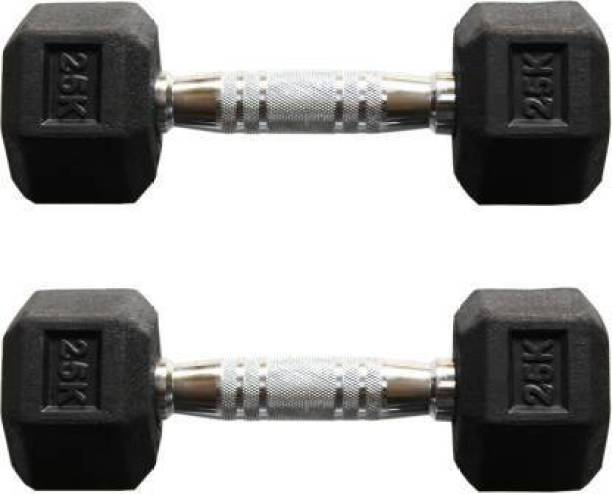 vnh Pair of 2.5Kg (2.5kg X 2) Hexa Rubber Coated Fixed Weight Dumbbell