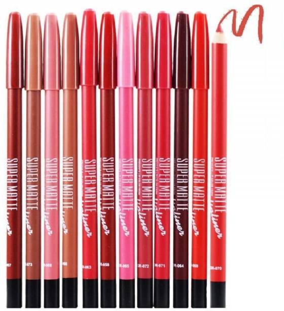 Lele Super Matte lip cream liner Pencil set of 12 different colors