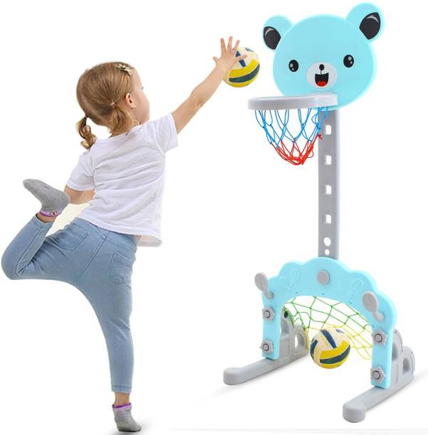 GoodLuck Baybee Multi activity sports set Basket Ball for Kids/Outdoor & Indoor Games for Kids/Adjustable Basketball Toys with Ball-(Blue) Basketball