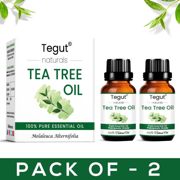 Tegut Best Tea Tree Essential Oil For Skin, Hair, Face, Acne Care, Pure, Natural And Undiluted Therapeutic Grade Essential Oil (10 ml) (Pack of 2)