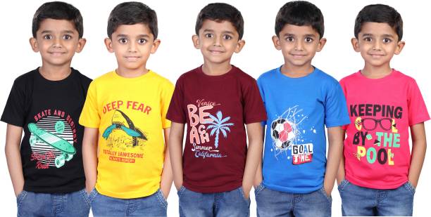 Boys & Girls Typography Pure Cotton T Shirt Price in India
