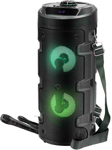 Worricow 100% Good Quality Wireless X-Bass Bluetooth Portable splashproof Party Speaker with RGB Glow Lights, Wired Mic, FM Radio & Aux in/USB/TF Card Reader 10 W Bluetooth PA Speaker