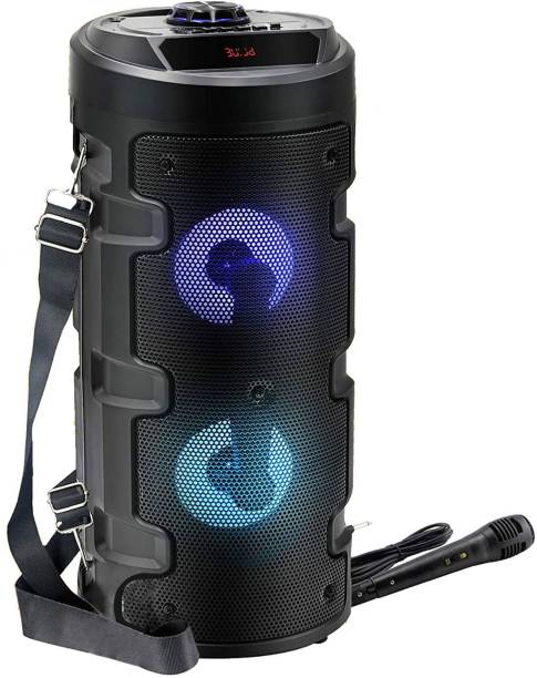 Worricow Brand New X-BASS Wireless Bluetooth Portable Party Dual Sound Speaker with RGB Glow Lights, Wired Mic, , FM Radio & Aux in/USB/TF Card Reader 10 W Bluetooth PA Speaker