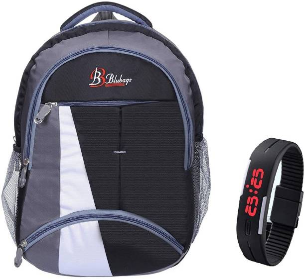 blutech Polyester 36 Liters Waterproof Black School Backpack+Black Digital LED Unsex Free Waterproof School Bag