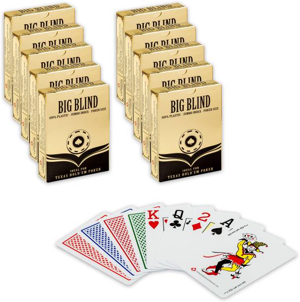 Big Blind 100% Plastic Playing Cards, Poker Size, Jumbo Index, 12 Decks of Cards