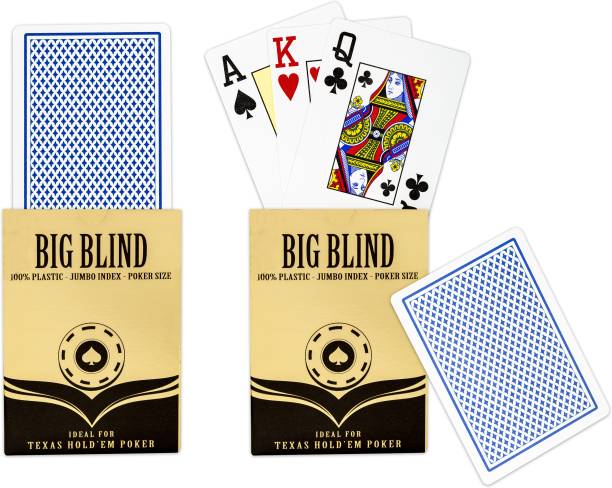 Big Blind 100% Plastic Playing Cards, Poker Size, Jumbo Index, 2 Decks of Cards