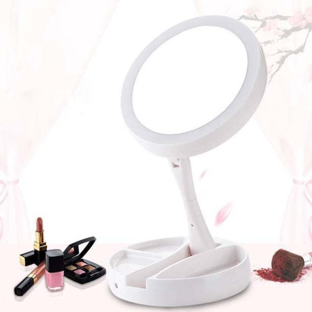 XYPNOTIC Double-sided LED 10X Magnifying Makeup Mirror Large Lighted II Luminated Foldable Vanity Mirror Travel Desktop Light