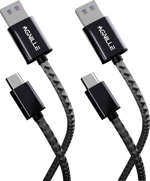 Agnille USB Type-C Double Braided 3.1A Fast Charging & Data Transfer Cable for all C-Port Android Devices 3 m USB Type C Cable