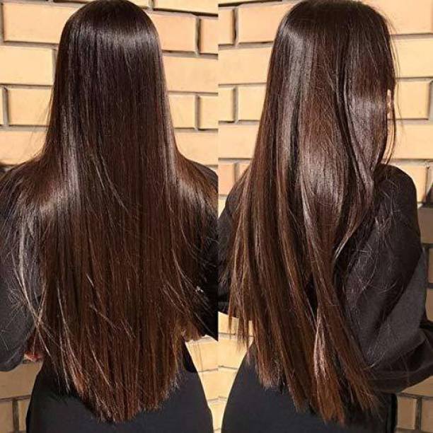 MoonEyes Premium Quality Brown 5 Clip In Straight  Extension For Women and Girls in 24 inch Hair Extension